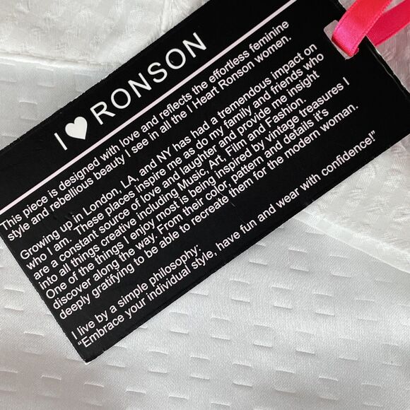 I Heart ❤ Ronson  Button Down Long Sleeve Shirt Women's XL White Textured Preppy - Picture 6 of 16